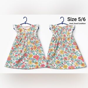 Girls Floral Dress Size 5/6 – Pink & Yellow – Good Condition